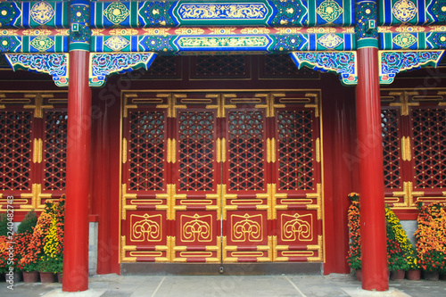Multicolored ancient Chinese porch