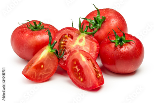 Red tomatoes set isolated on white background