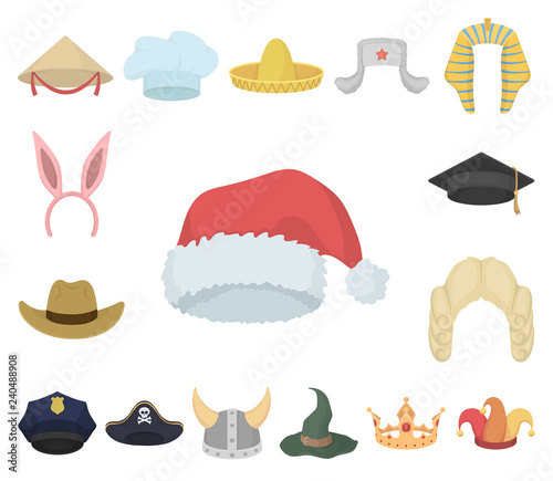 Different kinds of hats cartoon icons in set collection for design.Headdress vector symbol stock web illustration.