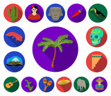Country Mexico flat icons in set collection for design. Mexico and landmark vector symbol stock web illustration.