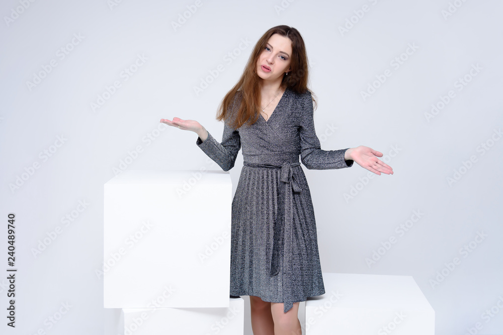 Concept studio portrait of beautiful brunette young light-skinned woman Concept studio portrait of beautiful brunette young light-skinned woman