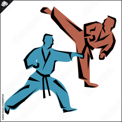Martial art colored simbol design. Karate emblem.