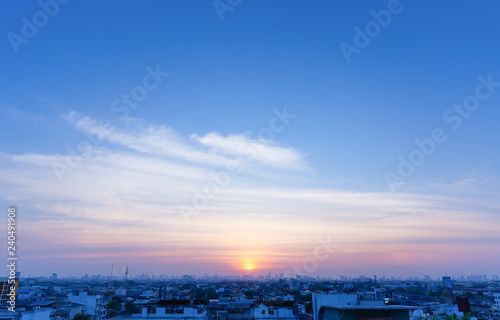 The twilight skyline of Bangkok, Thailand