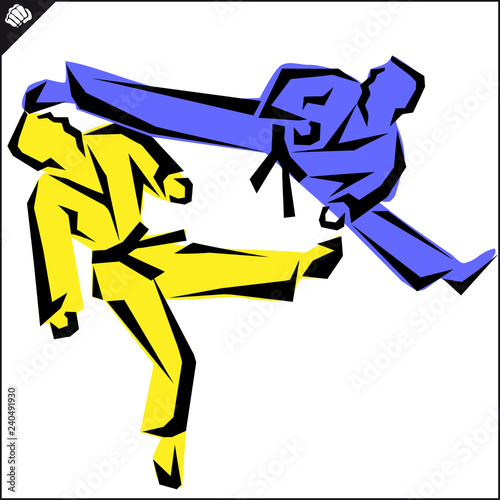 Martial art colored simbol design. Karate emblem.