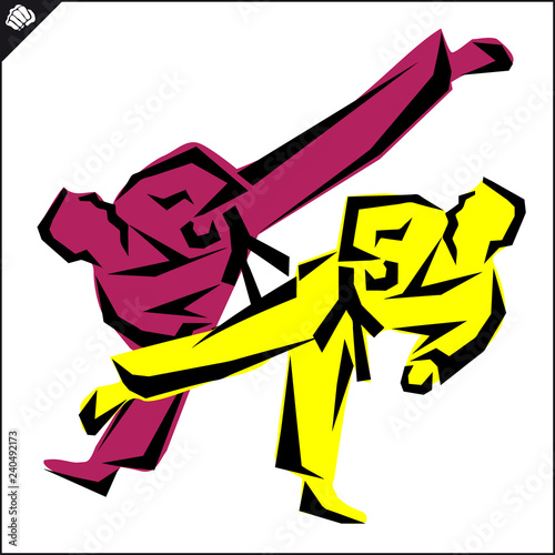 Martial art colored simbol design. Karate emblem.