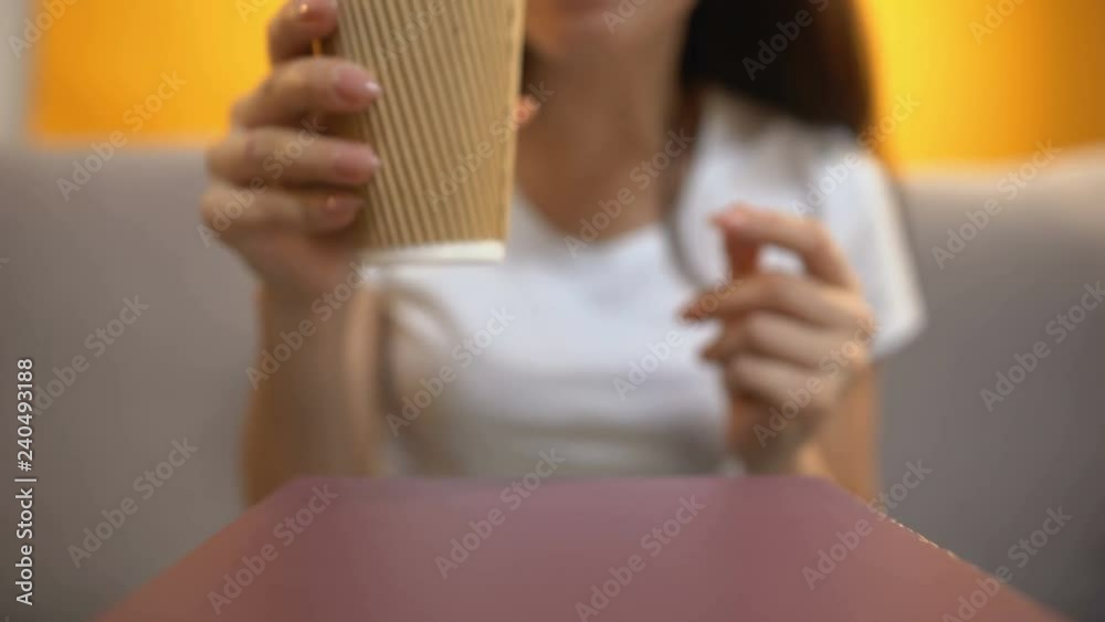 Person serving coffee to girl, caffeine addiction, morning energy booster