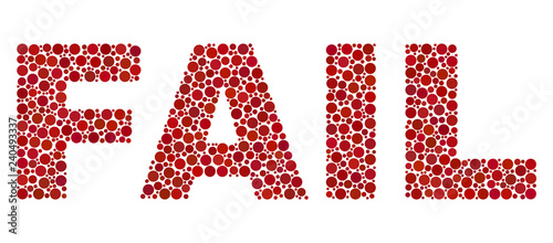 Dot vector Fail text isolated on a white background. Fail mosaic label of circle dots in various sizes.