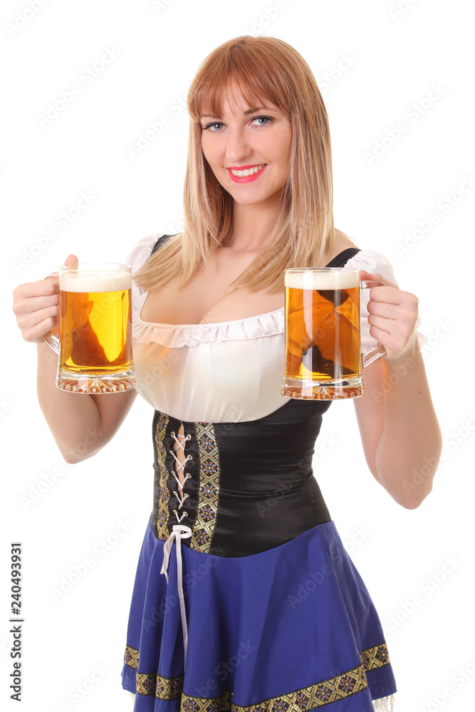 Young beautiful girl with mug of light beer Young beautiful girl with mug of light beer