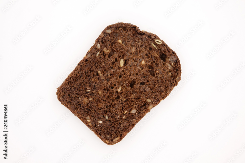 black bread with seeds on white background black bread with seeds on white background