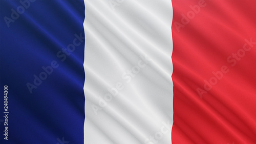 France flag is waving 3D animation. Symbol of European, French national on fabric cloth 3D rendering in full perspective.