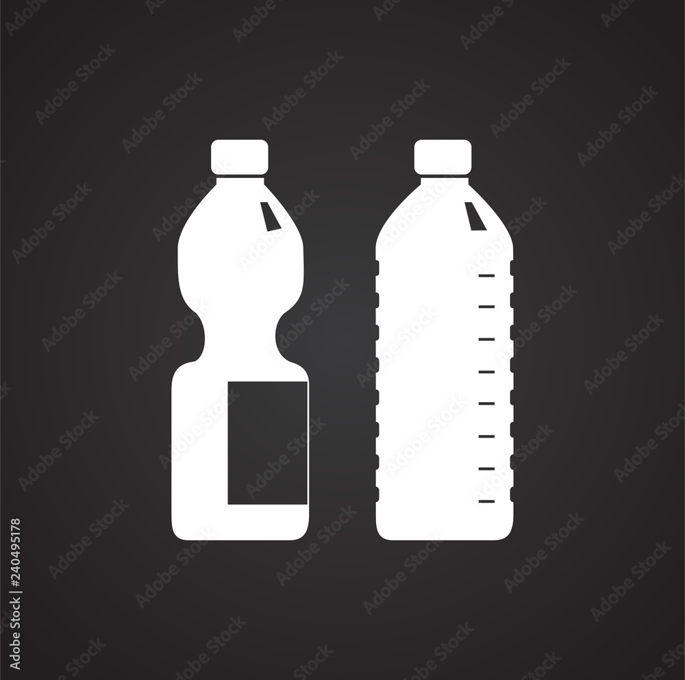 Water bottle icon on black background for graphic and web design, Modern simple vector sign. Internet concept. Trendy symbol for website design web button or mobile app Water bottle icon on black background for graphic and web design, Modern simple vector sign. Internet concept. Trendy symbol for website design web button or mobile app