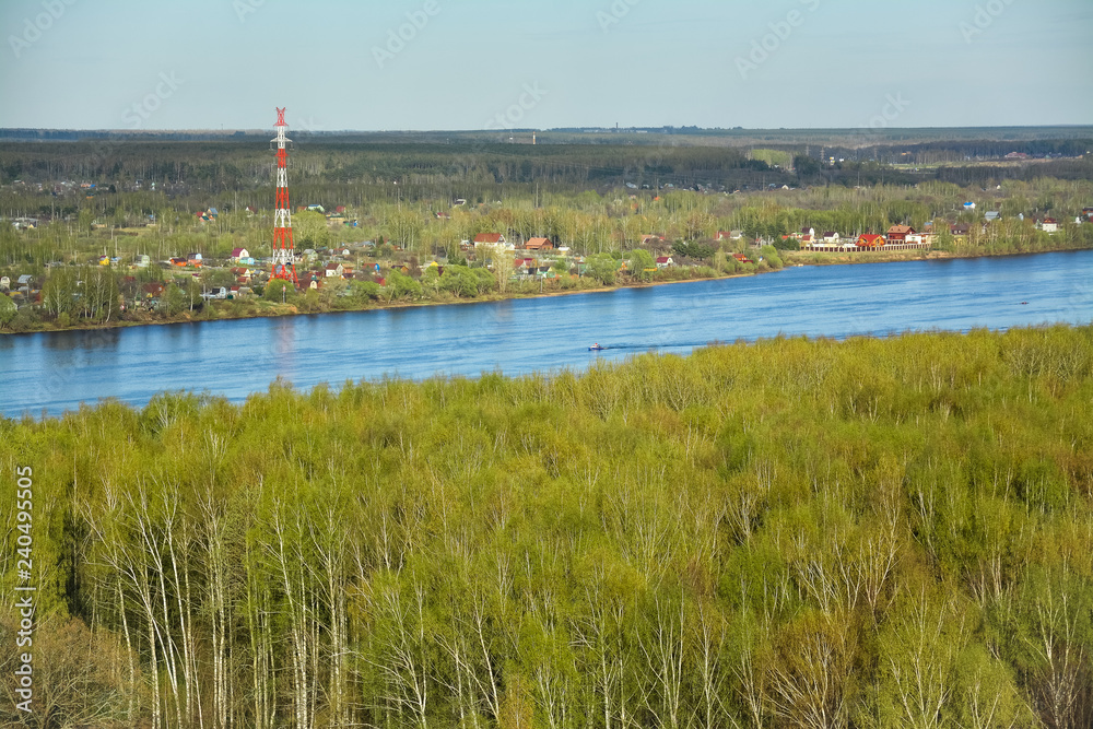 Landscape of the great Russian river Volga.