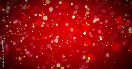 Abstract bokeh lights on the red Christmas background. Chinese New year texture. Loop 4k