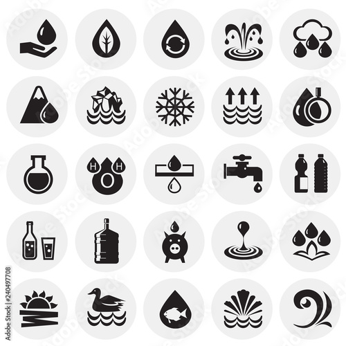 Water icon set on circles background for graphic and web design, Modern simple vector sign. Internet concept. Trendy symbol for website design web button or mobile app
