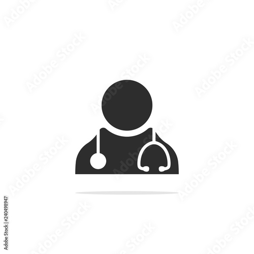 Monochrome icon user doctor. Vector illustration.