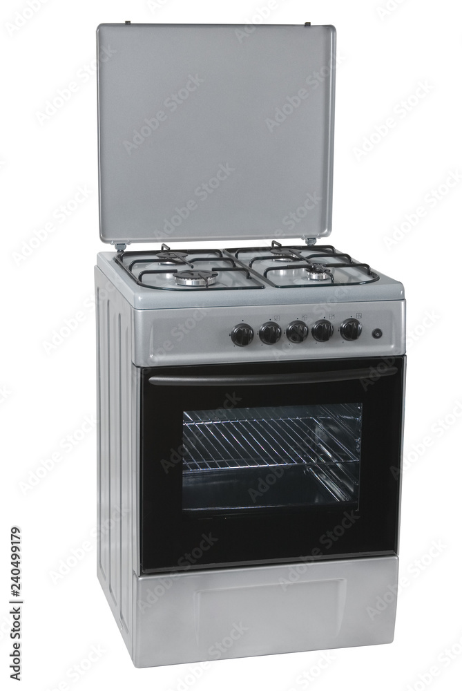 Fototapeta premium Grey free standing cooker, isolated on a white background