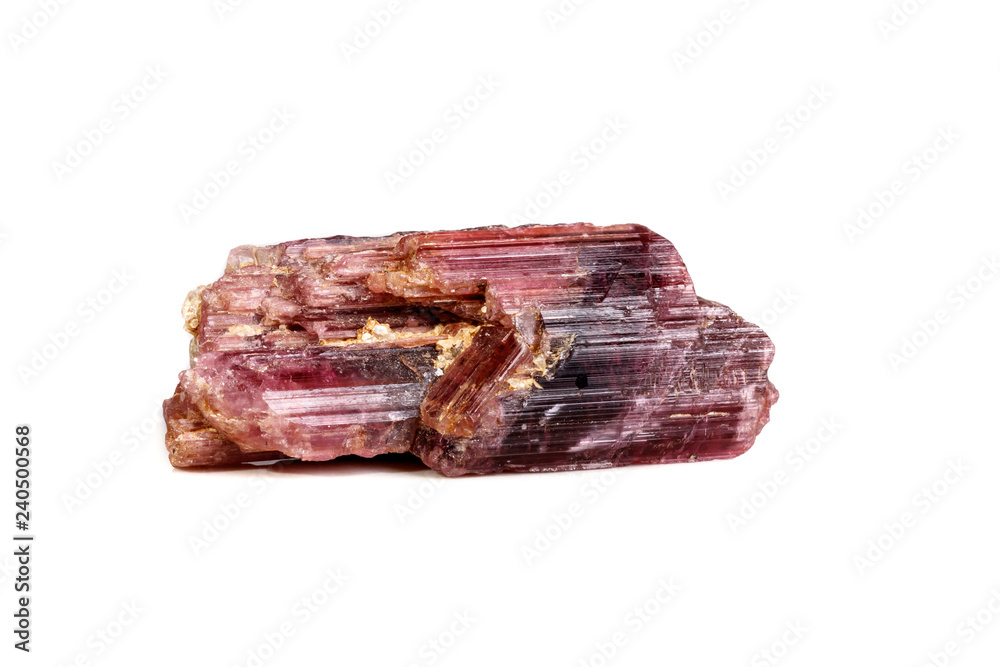 Macro mineral tourmaline stone on white background