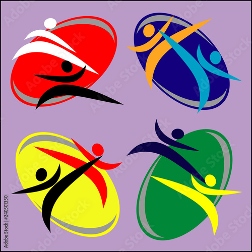 Martial art colored simbol design. Karate emblem.