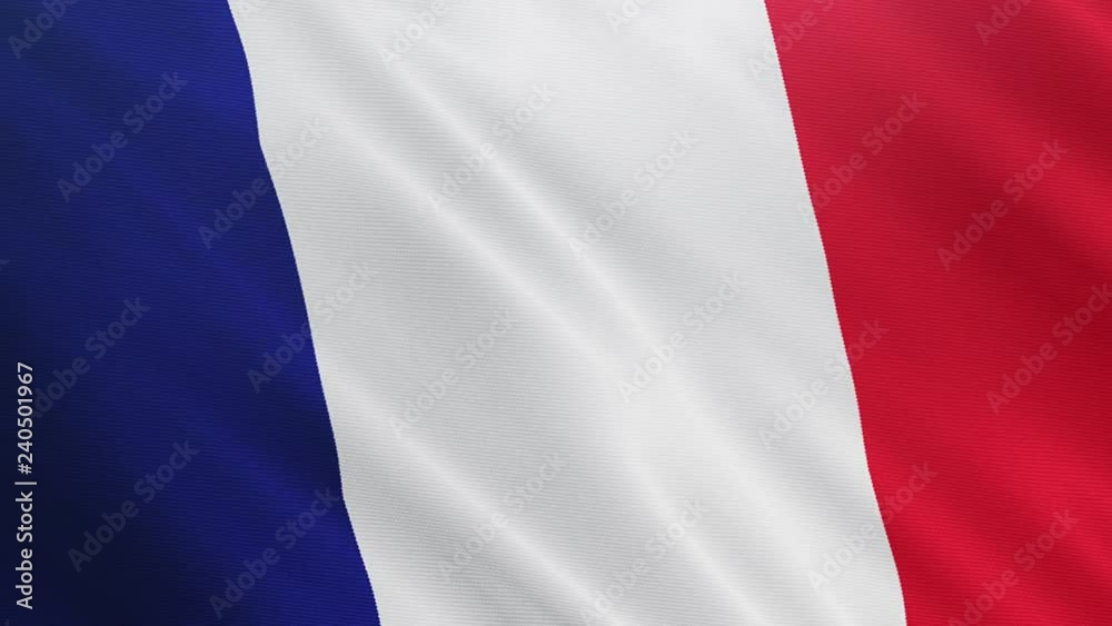 France flag is waving 3D animation. Symbol of European, French national on fabric cloth 3D rendering in full perspective. France flag is waving 3D animation. Symbol of European, French national on fabric cloth 3D rendering in full perspective.
