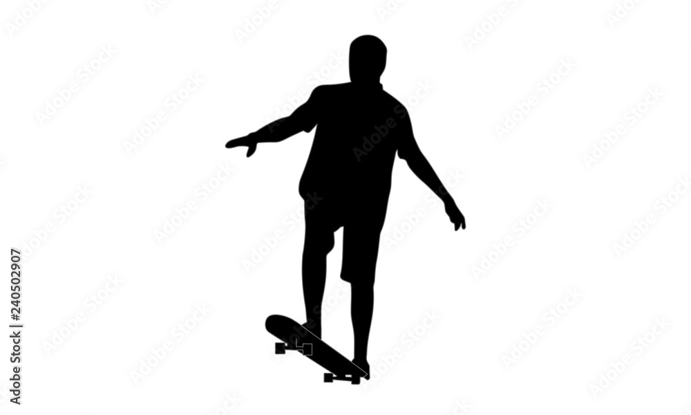 silhouette of a man floating on a skateboard silhouette of a man floating on a skateboard