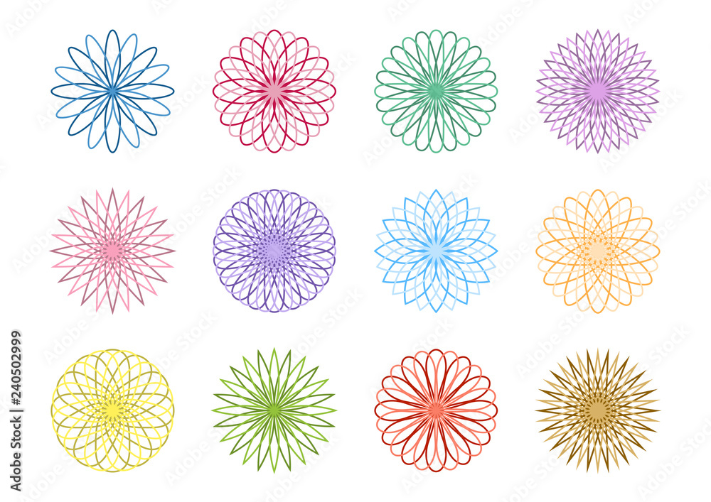 幾何学模様の花のイラスト アイコンセット Stock Vector Adobe Stock