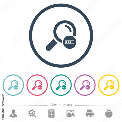 Search in progress flat color icons in round outlines