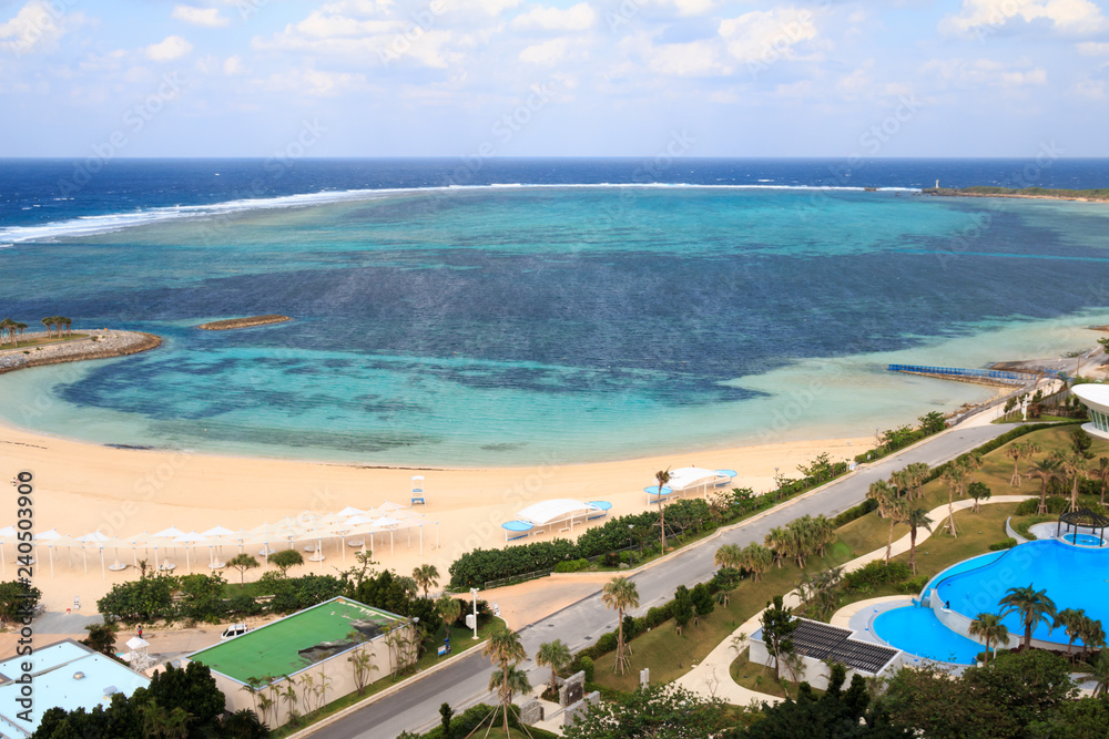 landscape of emerald beach in Motobu, Okinawa