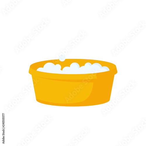 Laundry illustration. Hand washing, basin, soap foam. Household concept. Can be used for topics like housekeeping, bathroom, hygiene