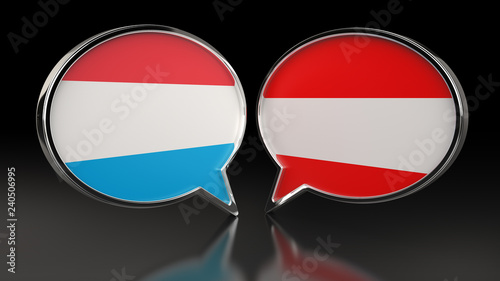 Luxembourg and Austria flags with Speech Bubbles. 3D illustration Free Download Luxembourg and Austria flags with Speech Bubbles. 3D illustration - GFXLoad