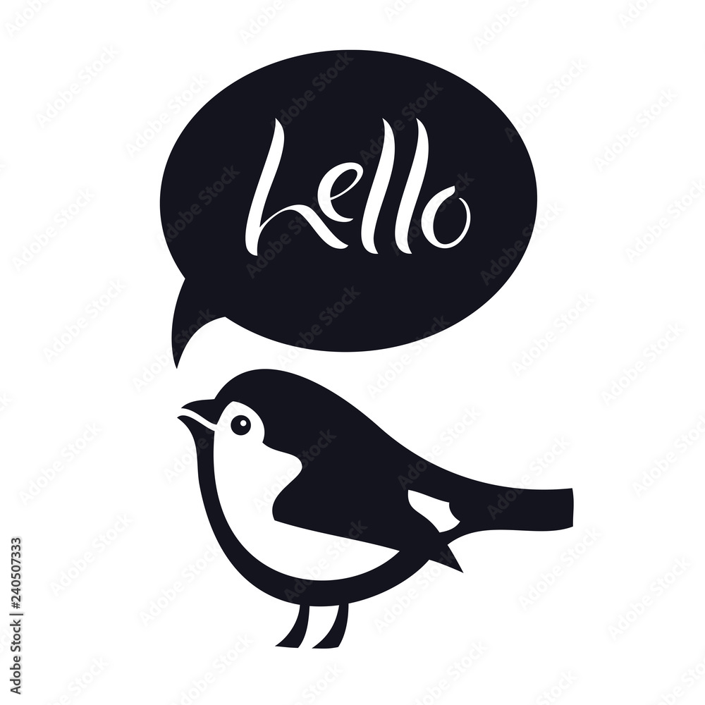 Little bird Hello Isolated vector icon Symbol Design label and logotype Little bird Hello Isolated vector icon Symbol Design label and logotype