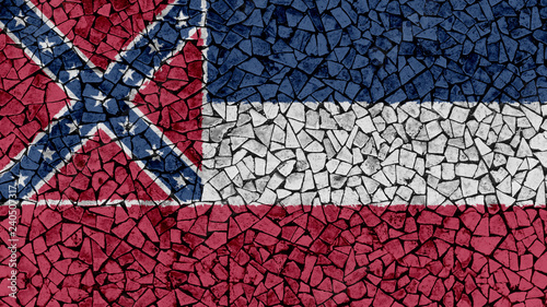 Mosaic Tiles Painting of Mississippi Flag, US State Background