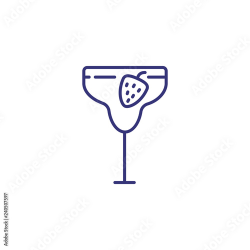 Strawberry daiquiri line icon. Berry, rum, glass. Cocktail concept. Can be used for topics like bar, tropical party, celebration