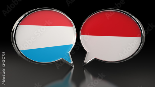 Free Download Luxembourg and Monaco flags with Speech Bubbles. 3D illustration - GFXLoad