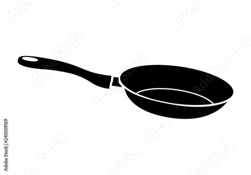Fényképezés Black sketched cast-iron frying pan with the slogan - Let's Cook Together - Vect