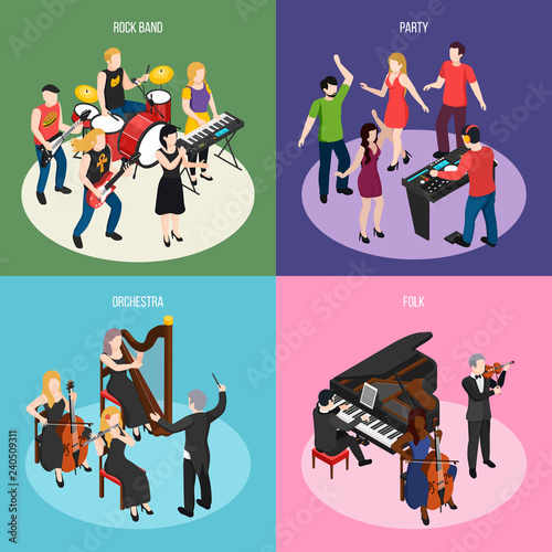 Musicians Isometric Design Concept