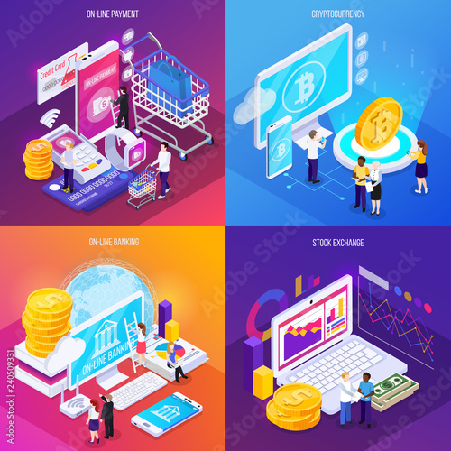 Financial Technology Isometric Design Concept