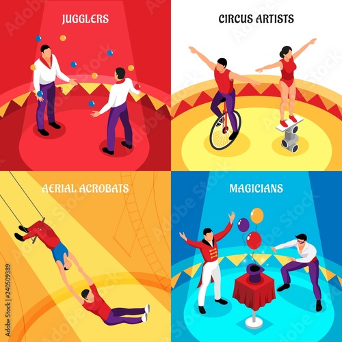 Circus Professions Isometric Design Concept