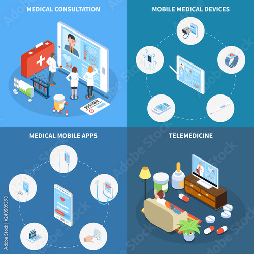 Telemedicine Isometric Design Concept