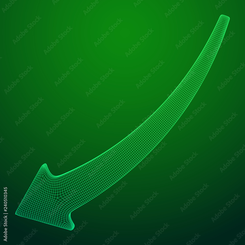 Fototapeta premium Growing arrow chart. Wireframe low poly mesh vector illustration