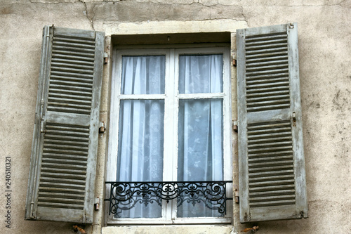 Framed window in medieval and classical architecture photo