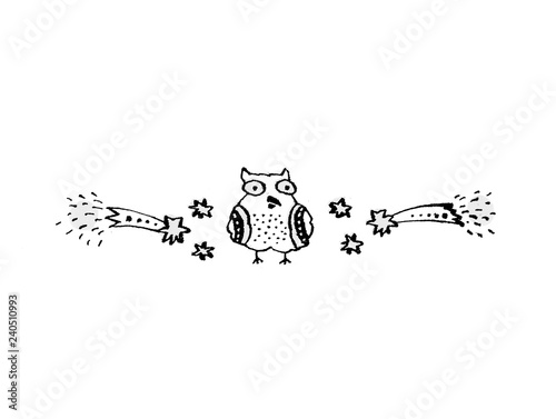 Owl among the stars and comets. Not understanding what is happening.