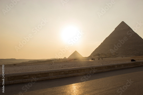 golden gate bridge at sunset on Giza Plateau.