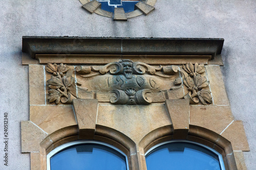 Framed window in medieval and classical architecture photo