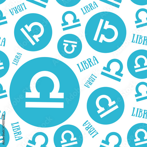 Libra zodiac sign seamless pattern. Astrological calendar background. Zodiacal color vector horoscope