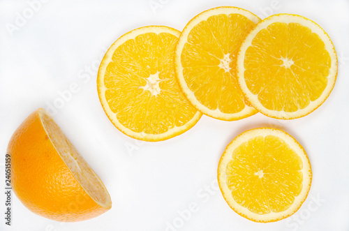 citrus round slices on a white background