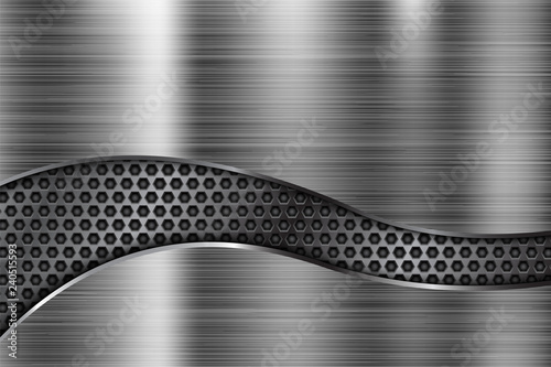 Brushed metal texture. Scratched metallic surface with perforation