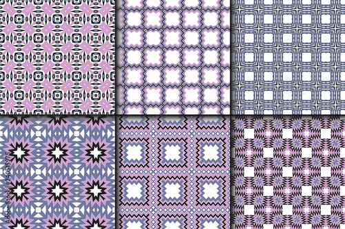 Set of Modern Decorative seamless Abstract geometric pattern. Vector colored illustration. paper for scrapbook.