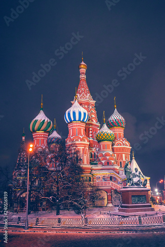 Saint Bazil's Cathedral in winter by night