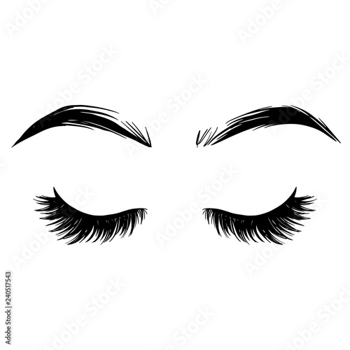 Brows and lashes vector illustration. Beautiful Eyelashes.