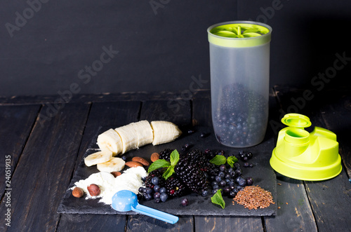 Shaker and products. Cooking fresh in a shaker.